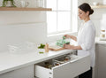 GoHooked white metal wire storage basket with handles, perfect for kitchen or bathroom organization. Pack of 3.