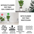 GoHooked white 10-inch planter drip tray, pack of 6, for tidy indoor gardens and elegant plant displays. Protects surfaces from water damage.