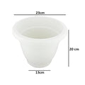 GoHooked white plastic flower pot with bottom tray, 10 inch diameter, ideal for home decor.