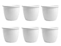 GoHooked white plastic flower pots, 10-inch planters with vertical ribbed design, pack of 6.