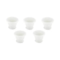 GoHooked 10 inch white plastic flower pots with bottom trays, pack of 5. Lightweight and reusable for indoor/outdoor plants.