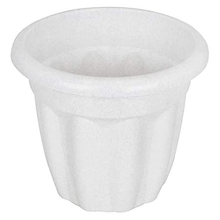 GoHooked white plastic garden planter with a fluted design, suitable for home, balcony, and patio plant displays.