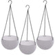 Go Hooked 7.1" Plastic Rattan Hanging Basket/Hanging Pots with Metal Hanging Chain/Hanging Planters Set of 3 (White) (Flowers Not Included)