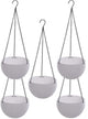 Go Hooked 7.1" Plastic Rattan Hanging Basket/Hanging Pots with Metal Hanging Chain/Hanging Planters Set of 5 (White) (Flowers Not Included)