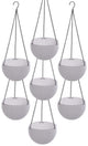 Go Hooked 7.1" Plastic Rattan Hanging Basket/Hanging Pots with Metal Hanging Chain/Hanging Planters Set of 7 (White) (Flowers Not Included)