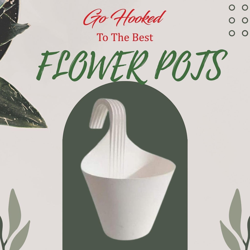 GoHooked white plastic hanging planter with a curved handle, perfect for vertical gardens and balconies.