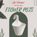 GoHooked white plastic hanging planter with a curved handle, perfect for vertical gardens and balconies.
