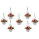 Bianco Plastic Hanging Rattan Planter, White, Pot Diameter-7.1 Inch, Pot Height - 4.8 Inch, Pot Thickness -3 mm, Chain Length -13 inch Approx., 7 Pieces