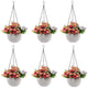 Go Hooked Pots | Plastic | Hanging Pot | White | Pot Diameter- 7.1 Inch | Pot Height-4.8 Inch | Pot Thickness-3 mm | Chain Length-13 inch Approx. | 6 Pieces