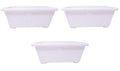 GoHooked Set of 3 white rectangular plastic plant pots with ribbed texture and drainage. Ideal for indoor/outdoor use.