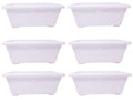GoHooked set of 6 white rectangular plastic plant pots with ribbed texture and raised base.