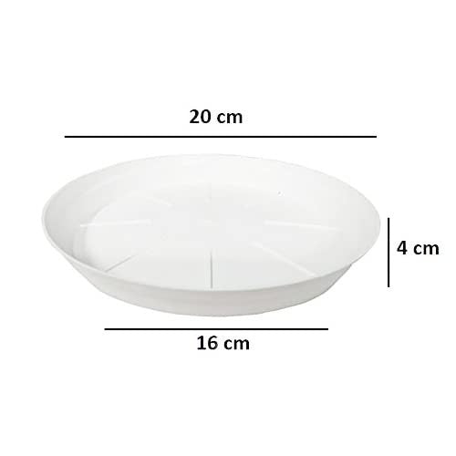 GoHooked white plastic plant pot saucer, 10 inch diameter, 4 cm height, for indoor/outdoor use.