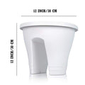 GoHooked white plastic 12-inch railing planter, perfect for balconies and herbs.