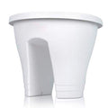 GoHooked white plastic 12-inch railing planter, lightweight and UV resistant, perfect for balconies.