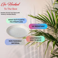 GoHooked white 10-inch round plastic planter drip tray, UV resistant and fade resistant, pack of 12.