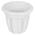 GoHooked 8 inch white speckled plastic planter pot with fluted sides and rolled rim. Ideal for indoor or outdoor use.