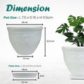Go Hooked white plastic planter pot with embossed floral design, 6-inch size with matching saucer tray.