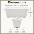 Go Hooked Jupiter white plastic rectangular planter pot, 61 x 27 x 22 cm, pack of 12, for indoor/outdoor gardening.