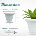 GoHooked white plastic planter pot with a modern twister design, 6-inch size, includes saucer tray.