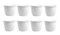 GoHooked 8-pack of 10-inch white plastic planters with a ribbed design, suitable for indoor or outdoor gardening.