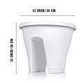 GoHooked white plastic railing planter, 12 inch size, perfect for balconies and herbs.