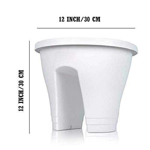 GoHooked white plastic railing planter, 12 inch size, perfect for balconies and herbs.