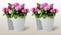 GoHooked white plastic railing planters (12 inch, set of 2) with pink hydrangeas