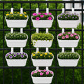 GoHooked white plastic railing hanging planters with assorted flowers and greenery, set of 10.