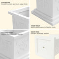 GoHooked white square plastic Tulsi pot with Om and Swastik design, strong rim, thick walls, and drainage hole.