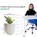 GoHooked 18 inch round white polymer planter with textured finish, holding a snake plant.