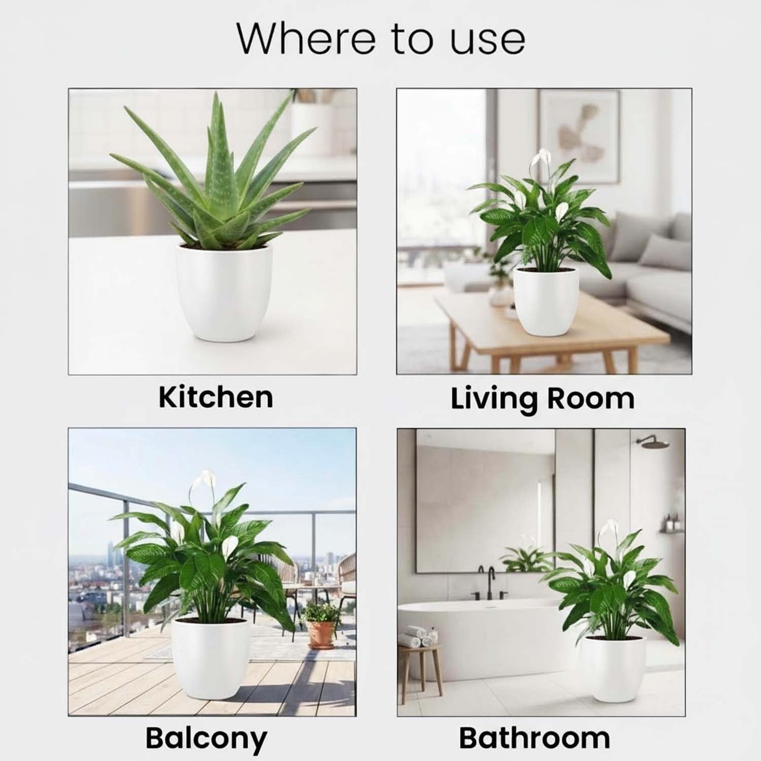 GoHooked white polymer round planter, 20 inch, modern design with drainage hole. Ideal for indoor/outdoor use.