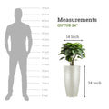 GoHooked white polymer planter, 24 inches tall, with a subtle texture and round shape. Ideal for indoor or outdoor use.