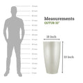 GoHooked white polymer planter, 33 inches tall, 18-inch diameter, modern round design with drainage.