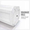Go Hooked white polymer planter with marble texture, featuring a drainage hole for waterlogging prevention.