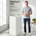 GoHooked extra large white polymer planter with granite ribbed texture, 14x30 inches, shown with a man for scale.