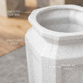 GoHooked tall white polymer planter with a marble-texture finish, featuring a smooth top rim and structured body.