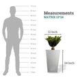 GoHooked white polymer Matrix planter, 24 inches tall, 12 inches wide, with a modern square shape and speckled finish.