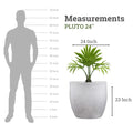 Go Hooked 24-inch white speckled polymer planter with a modern round design, perfect for indoor or outdoor use.