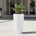 GoHooked 24-inch white polymer planter with a modern, tapered design and a drainage hole, perfect for indoor or outdoor use.