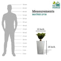 GoHooked white 18-inch tall polymer planter pot with a tapered square base, shown with a plant.