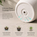 Go Hooked 18-inch white speckled polymer planter pot with efficient water drainage system for healthy plant roots.