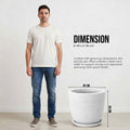 GoHooked 18-inch white polymer planter pot with ribbed texture and matching tray. Floor standing.