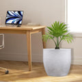 GoHooked 15-inch white polymer planter pot with a modern round design, featuring a drainage hole and a speckled finish.
