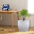 GoHooked 17-inch white speckled polymer planter pot with a modern round design, perfect for indoor or outdoor use.