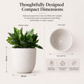 GoHooked white 12-inch polymer planter pot with a textured finish, featuring a plant inside. Ideal for indoor and outdoor use.