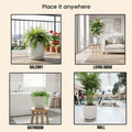 GoHooked white polymer planter pot with textured ribbed design and matching tray, 12 inch round shape.