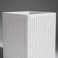 GoHooked white polymer planter with granite texture and vertical ribbed design. Tall square pot for indoor/outdoor plants.