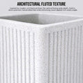 GoHooked white polymer planter with ribbed texture and speckled finish, 12x24 inches, ideal for indoor/outdoor plants.