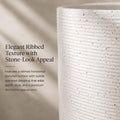 GoHooked 18-inch white speckled polymer planter with elegant ribbed texture and stone-look appeal.