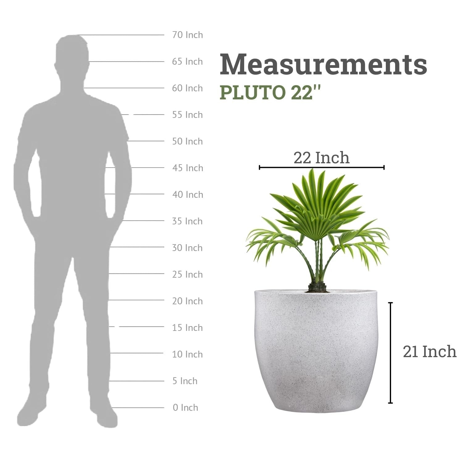 Go Hooked 22-inch white polymer round planter with a speckled finish, perfect for indoor or outdoor use.